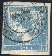 1851 - 3 Cent. Mercurio Azzurro, I Tipo, Carta A Coste Verticali (6), Perfetto, Usato A Como 14/4. A... - Lombardije-Venetië