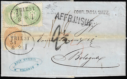 1866 - 3 Kreuzer, Coppia Perfetta, 15 Kreuzer, Piega Passante (28,31), Su Lettera Da Trieste 31/8/18... - Lombardy-Venetia