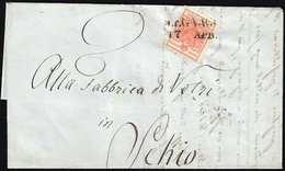 LEGNAGO, SD Punti 8 - 3 Kr. Rosso Di Austria (3), Perfetto, Su Lettera Del 17/4/1857 Per Schio. Bell... - Lombardije-Venetië