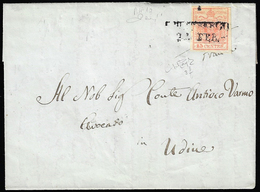 SPILIMBERGO, SD Punti 10 - 15 Cent. (3f), Perfetto, Su Lettera Del 24/2/1851 Per Udine. Cert. Raybau... - Lombardo-Venetien