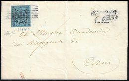 1853 - 40 Cent. Celeste (5), Perfetto, Con Grandi Margini, Su Lettera Scritta A Guastalla Il 26/12/1... - Modena