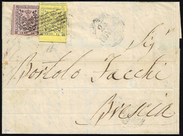 1858 - 10 Cent. Rosa, II Emissione, 15 Cent. Giallo, Bordo Di Foglio In Basso (9,3), Perfetti, Su So... - Modena