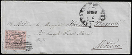 1859 - 10 Cent. Rosa, II Emissione (9), Perfetto, Isolato Su Busta Da Massa Carrara 7/1/1859 A Moden... - Modena