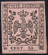 1854 - 10 Cent. Rosa, II Emissione, Varietà "CE6T" (9d), Gomma Originale, Perfetto. Emilio Diena, Ce... - Modène