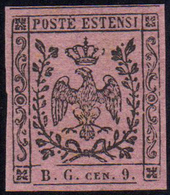 1853 - 9 Cent. Lettere B.G. Piccole (2), Nuovo, Gomma Integra, Perfetto. Cert. Ferrario.... - Modène