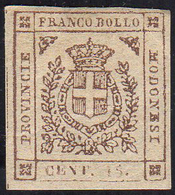 1859 - 15 Cent. Bruno (13), Gomma Originale, Perfetto. E.Diena, Cert. Ferrario.... - Modène