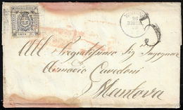 1859 - 20 Cent. Ardesia Violaceo (15), Perfetto, Su Lettera Con Evidenti Tracce Di Umidità Da Modena... - Modène