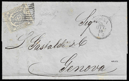 1859 - 20 Cent. Ardesia Violaceo (15), Perfetto, Su Lettera Da Modena 23/10/1859 A Genova. A.Diena, ... - Modène