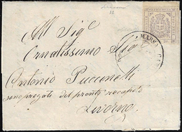 1860 - 20 Cent. Lilla Grigio Chiaro (16), Bordo Di Foglio In Alto, Perfetto, Su Lettera Da Massa Car... - Modena