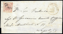 1861 - 2 Grana Rosa Chiaro, I Tavola (5), Su Sovracoperta Di Lettera Senza Il Lembo Inferiore Da Gro... - Napels