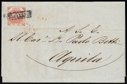 1859 - 2 Grana Carminio, III Tavola (7d), Ritagliato "lilliput" Lungo I Margini, Su Lettera Da Napol... - Napels