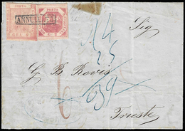 1860 - 5 Grana Rosa Brunastro, I Tavola, Leggermente Intaccato A Destra, 2 Grana Carminio, III Tavol... - Nápoles