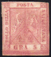 1859 - 5 Grana Carminio Rosa, II Tavola (9), Nuovo, Senza Gomma, Appena Sfiorato In Alto. Raro.... - Naples