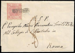 1860 - 5 Grana Carminio Rosa, II Tavola (9), Perfetto, Su Sovracoperta Di Lettera Da Napoli 3/4/1860... - Napels