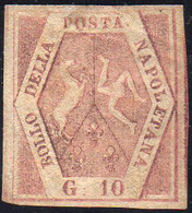 1858 - 10 Grana Rosa Brunastro, I Tavola (10), Nuovo, Gomma Originale, Perfetto. Raro. Cert. A.Diena... - Napels