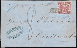 1860 - 10 Grana Carminio Lillaceo, Falso Per Posta Del V Tipo (F7), Perfetto, Su Fresca Lettera Da N... - Nápoles