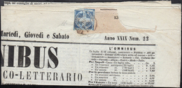 1861 - 1/2 Tornese Azzurro Crocetta (16), Perfetto, Su Giornale Completo "L'Omnibus" Spedito Da Napo... - Nápoles