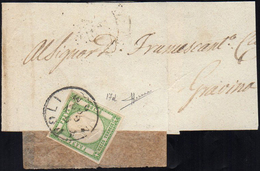 1862 - 1/2 Tornese Verde Smeraldo (17d), Perfetto, Su Fascetta Da Napoli 9/1/1862 A Gravina. Bella E... - Naples