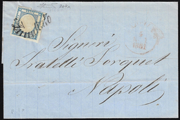 1861 - 2 Grana Azzurro, Doppio Filetto Di Inquadratura In Alto (20ka), Perfetto, Su Sovracoperta Di ... - Nápoles