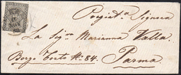 1858 - 10 Cent. Bianco (2), Appena Sfiorato A Sinistra, Su Busta Da Parma 17/11/1858 Per Città. Uso ... - Parma