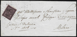 1852 - 25 Cent. Violetto (4), Perfetto E Ben Marginato, Su Sovracoperta Di Lettera Da Parma A Milano... - Parma