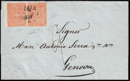 1854 - 15 Cent. Vermiglio (7), Coppia Bordo Di Foglio, L'esemplare Di Destra Con Varietà Di Cliché, ... - Parma