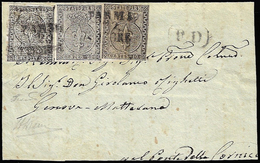 1855 - 15 Cent. Nero Su Carta Bianca Vergata Orizzontalmente, Prova Di Stampa, In Affrancatura Mista... - Parma