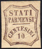 1859 - 10 Cent. Bruno (14), Varietà Di Clichè, Nuovo, Gomma Originale, Perfetto. Cert. Ferrario.... - Parma