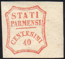 1859 - 40 Cent. Vermiglio, II Composizione (17), Bordo Di Foglio, Gomma Originale, Perfetto. Splendi... - Parma
