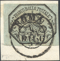 1852 - 6 Baj Grigio (7a), Perfetto Usato Su Piccolo Frammento A Roma 1/1/1852, Primo Giorno D'emissi... - Estados Pontificados