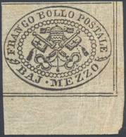 1852 - 1/2 Baj Grigio (1), Angolo Di Foglio, Gomma Originale, Perfetto. Emilio Diena.... - Papal States