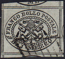 1852 - 1/2 Baj Grigio, "otto Filetti" (1), Usato, Perfetto. Raybaudi.... - Estados Pontificados