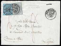 1852 - 1/2 Baj Grigio Azzurro, Perfetto, 7 Baj Azzurro, Corto In Basso (1a,8), Su Frontespizio Di Le... - Papal States