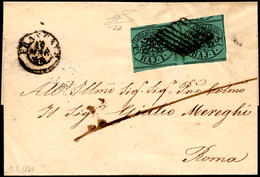 1864 - 1 Baj Verde Scuro, I Composizione (2A), Coppia Orizzontale Con Interspazio Di Gruppo, Perfett... - Estados Pontificados