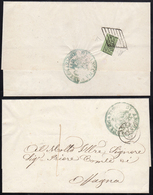 1858 - 2 Baj Verde Giallastro (3a), Frazionato Verticalmente, Perfetto, Al Verso Di Sovracoperta Di ... - Estados Pontificados