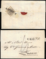 1855 - 4 Baj Bruno Grigio Chiaro (5), Perfetto, Al Verso Di Lettera Di Quattro Porti In Porto Assegn... - Papal States