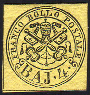 1864 - 4 Baj Giallo (5A), Gomma Integra, Perfetto. Ferrario.... - Papal States