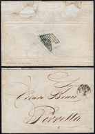 1859 - 6 Baj Grigio Verdastro (7), Frazionato Diagonalmente A Metà, Bordo Di Foglio, Al Verso Di Let... - Romagna