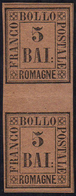 1859 - 5 Baj Violetto (6), Coppia Verticale Con Interspazio Di Gruppo, Gomma Originale Integra, Perf... - Romagna