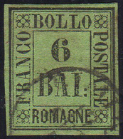 1859 - 6 Baj Verde Giallo (7), Usato Con Bollo Nominativo, Perfetto. Bello E Molto Raro! Emilio Dien... - Romagna