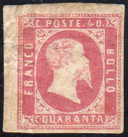 1851 - 40 Cent. Rosa (3), Nuovo, Gomma Originale, Angolo Di Foglio, Perfetto. Non Freschissimo. Pres... - Sardinia