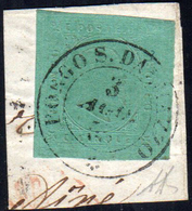 1853 - 5 Cent. Verde (4), Perfetto E Ben Marginato, Usato Su Piccolo Frammento A Borgo San Dalmazzo ... - Sardinia