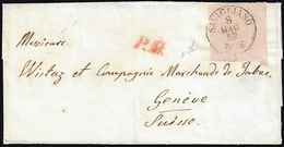 1857 - 40 Cent. Rosa Chiaro (6), Bordo Di Foglio, Perfetto, Su Sovracoperta Di Lettera Da Savignano ... - Sardinia