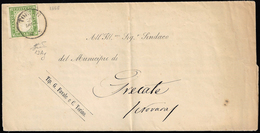 1858 - 5 Cent. Verde Giallo Olivastro (13Ag), Perfetto, Isolato Su Circolare Da Torino 20/12/1858 A ... - Sardinia