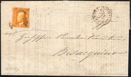 1859 - 1/2 Grano Arancio, II Tavola, Carta Di Napoli (2a), Perfetto, Isolato Su Circolare A Stampa D... - Sicilia