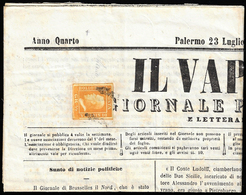 1859 - 1/2 Grano Arancio, II Tavola, Carta Di Napoli (2a), Perfetto, Isolato Su Giornale Completo "I... - Sicily