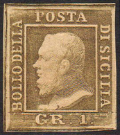 1859 - 1 Grano Bruno Oliva Chiaro, II Tavola, Carta Di Napoli (4c), Nuovo, Gomma Originale, Perfetto... - Sicily