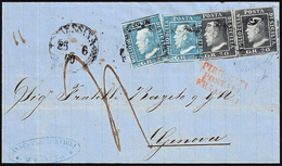 1860 - 20 Grana Ardesia Scuro, Coppia Orizzontale Pos. 35-36, 2 Grana Azzurro Chiaro, III Tavola, Du... - Sicilia