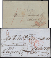 INCOMING MAIL 1853/55 - Una Busta E Una Sovracoperta Di Lettera, Entrambe Non Affrancate, Spedite Da... - Tuscany