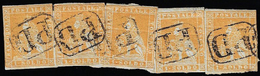 1851 - 1 Soldo Ocra Su Grigio (2), Cinque Esemplari, Lievi Difetti Di Marginatura, Usati Su Framment... - Tuscany
